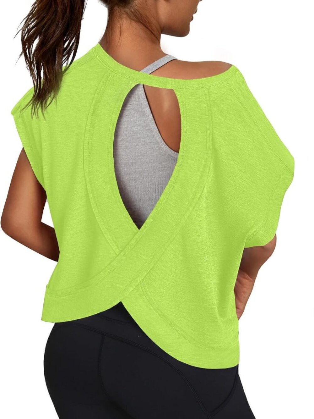 Open Back Workout Tops for Women | Casual Short Sleeve Yoga Crop Tees